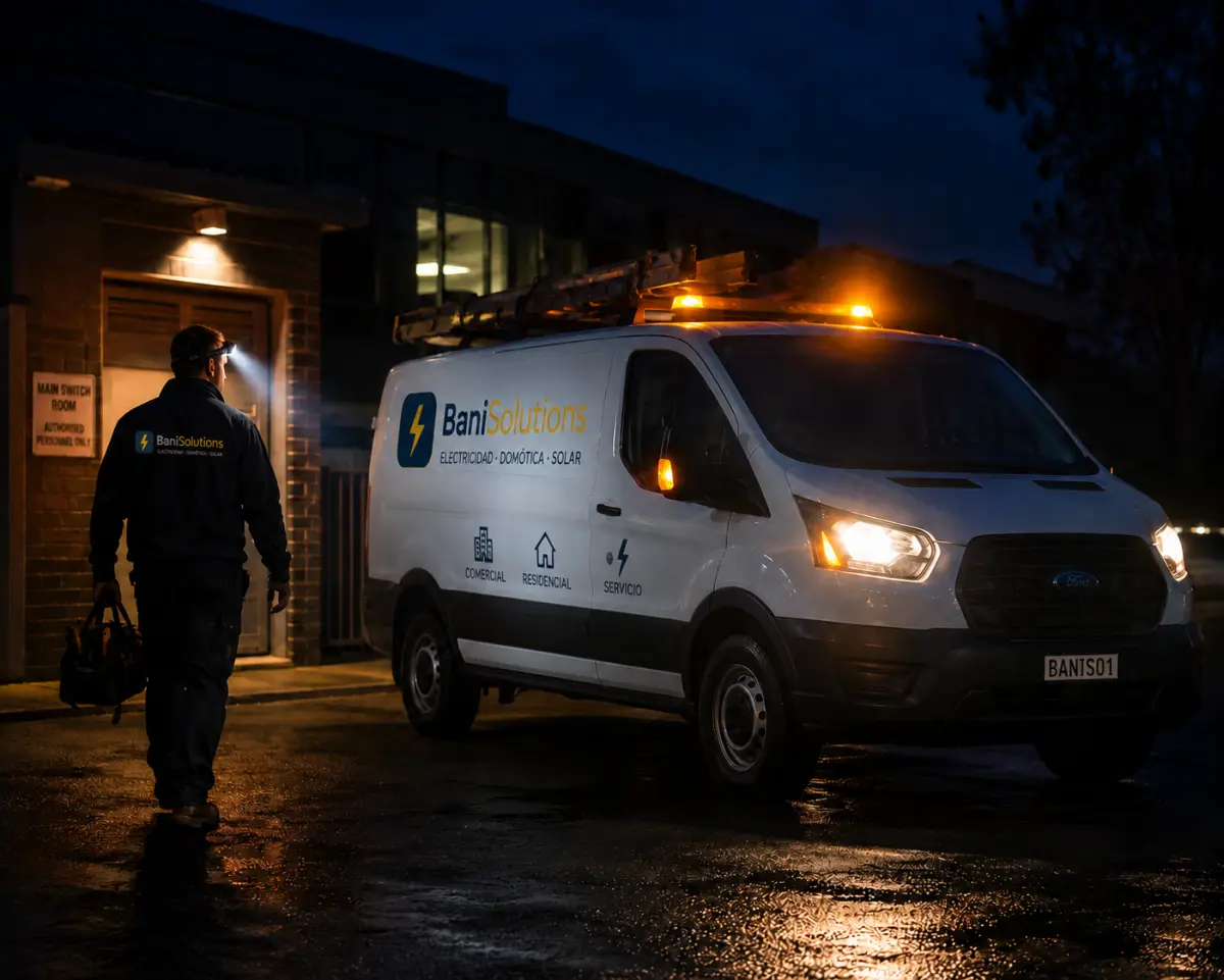 Técnico reparando una avería eléctrica